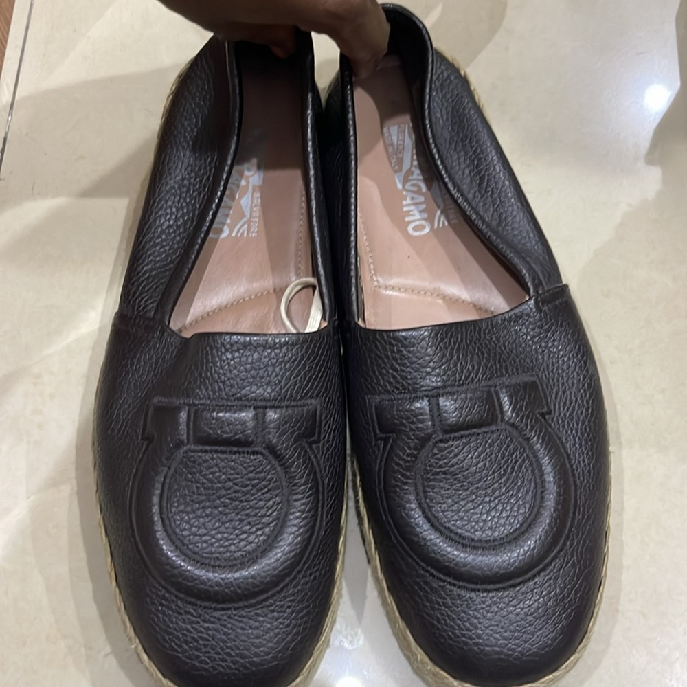 Excellent condition coffee brown espadrilles. Ferragamo 9.5M